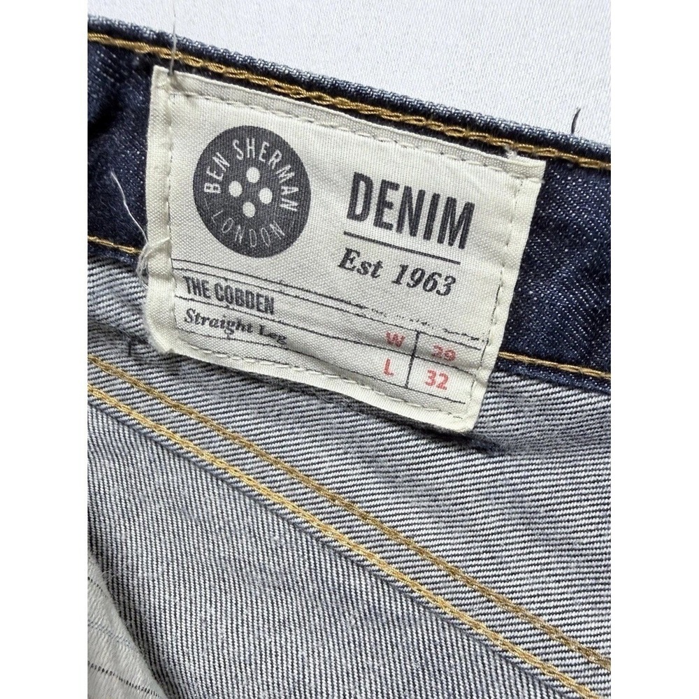 Mens 30x32 Ben Sherman Jeans Dark Wash The Cobden Straight Leg Denim Blue Pants
